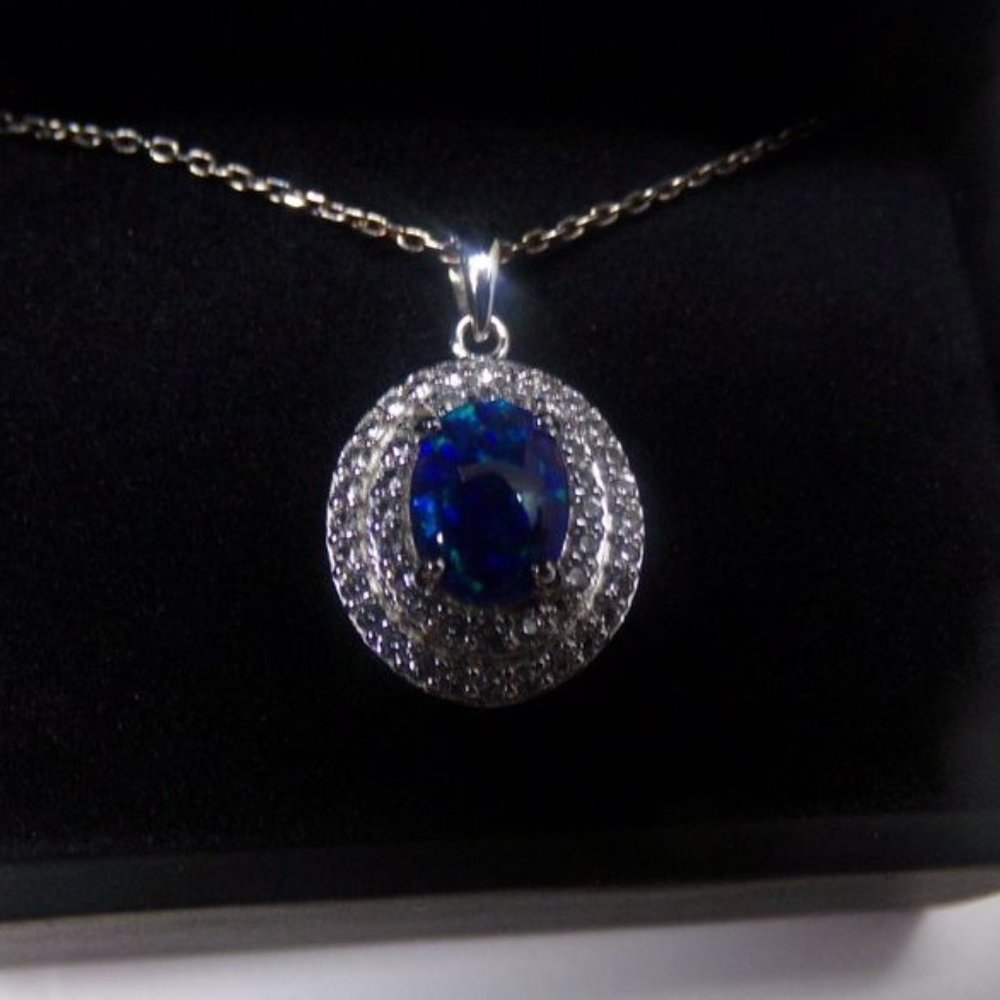 Opal and White Sapphire Necklace